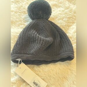 Janie and Jack Gray Knit Pom-Pom Hat